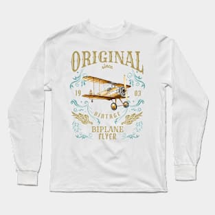 Vintage Biplane Flyer Long Sleeve T-Shirt